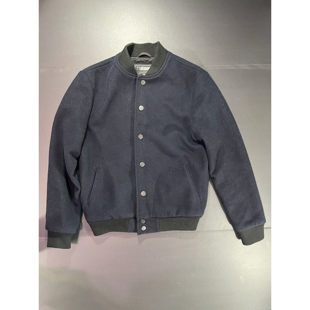 Forever‎ 21 Men Wool Varsity Bomber Jacket Men's XS Blue Black